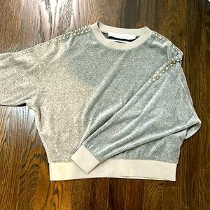 IRO woman’s velour sweatshirt sweater Heather gray silver grommets XS